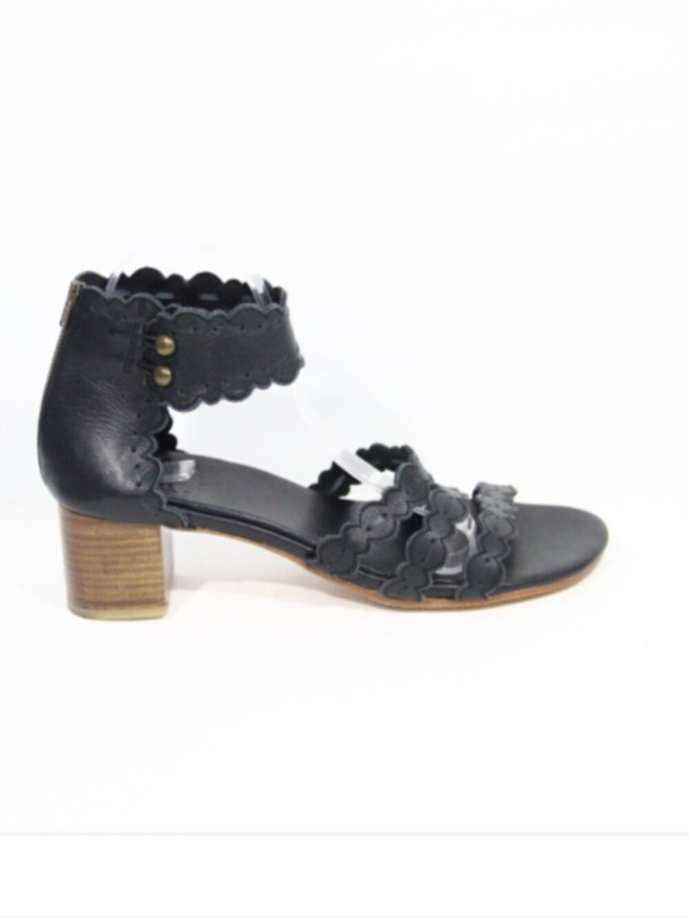 ELF Sandals New sz 10 Women Black Leather Heel Anthropologie Shoes